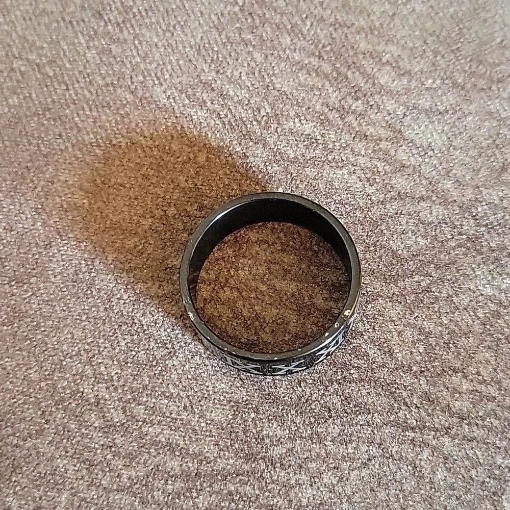 Black Roman Numerals Metal Wedding Band